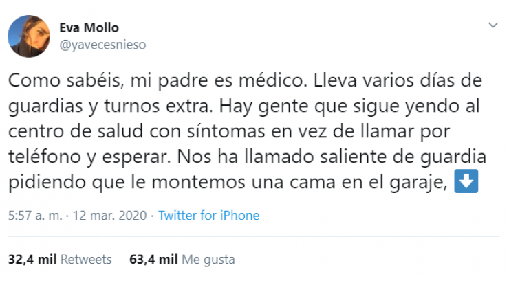 Coronavirus: la reflexión de la hija de un médico que se viralizó en Twitter